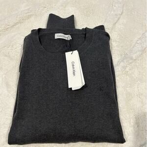 Calvin Klein Men Sweater Gray Sweatshirt Casual‎ Pullover Size XL Cotton Blend